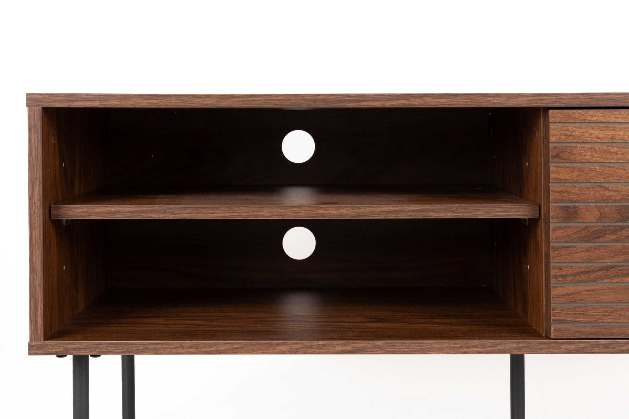 Stripes Walnut Brown Wood TV Unit